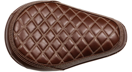 Obraz premium Brown leather motorcycle seat isolated on transparent background, a vintageinspired accessory for custom bikes, providing both comfort and a touch of classic style