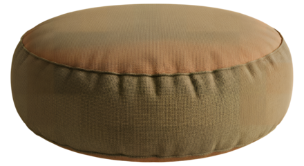 Comfortable round pouf isolated on transparent background, perfect for adding a touch of bohemian style to any living space, offering a cozy and versatile seating option