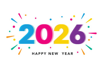 Colorful Happy New Year 2026 Vector Design