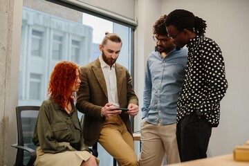 Diverse business team collaborating brainstorming sharing ideas
