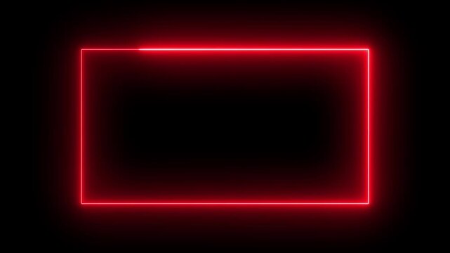 rectangle frame icon animation glowing neon pink and blue color bordar frame display box round shape retro screen photo frame rotation seamless footage line movement on black background
