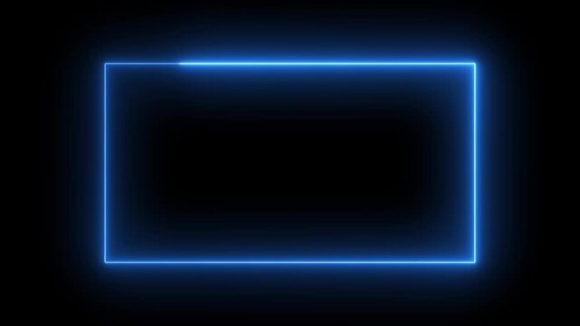 rectangle frame icon animation glowing neon pink and blue color bordar frame display box round shape retro screen photo frame rotation seamless footage line movement on black background - Powered by Adobe