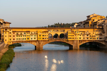 Ponte Vecchio stradling the Arno River, Florence, Tuscany, Italy