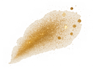 Gold glitter brush stroke texture with sparkle dust on transparent background, celebrating luxury and festive design