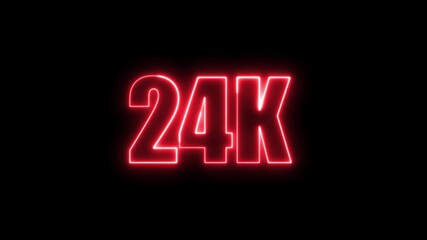 Neon green 24k sign on black background illustrating subscriber milestones