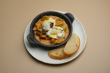 A Delightfully Delicious and Savory Dish Featuring Poached Eggs Accompanied