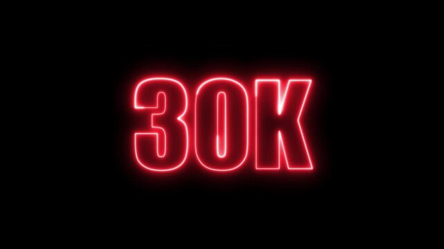 Neon green 30k sign on black background illustrating subscriber milestones