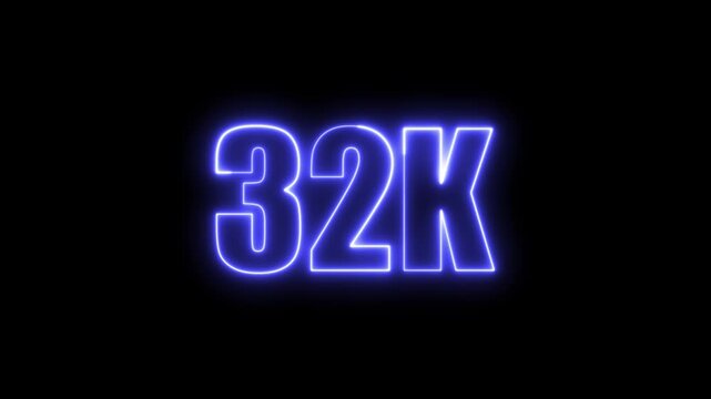 Neon green 32k sign on black background illustrating subscriber milestones