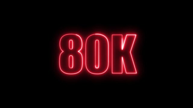 Neon green 80k sign on black background illustrating subscriber milestones