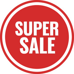 Bold red circle super sale graphic sign perfect for announcing discounts and promotions flat design vector illustration isolated on transparent background