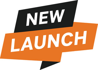 Bold new launch announcement graphic with modern design and vibrant orange accent flat design vector illustration isolated on transparent background