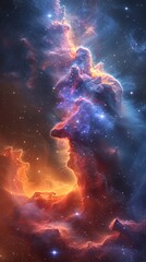 Fototapeta premium Vibrant cosmic nebula in deep space