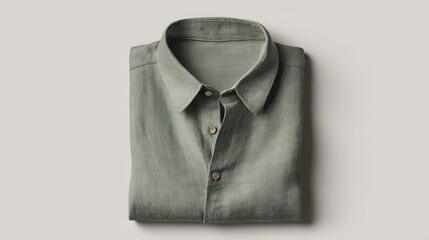 Sage green linen button-up shirt flat lay mockup