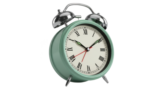 Retro alarm clock isolated on transparent background