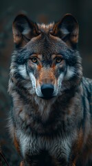 Fototapeta premium Majestic wolf portrait with amber eyes