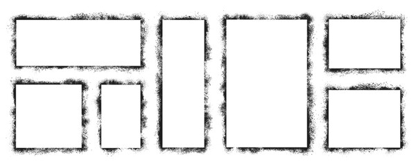 Naklejka na ściany i meble Grunge graffiti stencil frames, rectangles and squares spray paint borders, graffiti spraypaint, splatter ink shapes, airbrushing banners