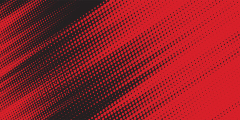 Fototapeta premium Halftone dots pattern black and red gradient grunge texture background
