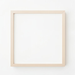 Blank picture frame on white wall background. Stylish wooden photoframe
