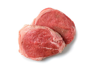 Top view two pieces uncooked marbled beef steak.