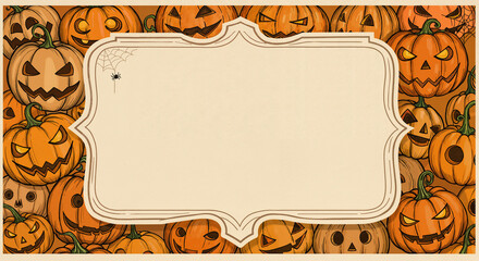 Halloween pumpkins illustration with blank space for text  