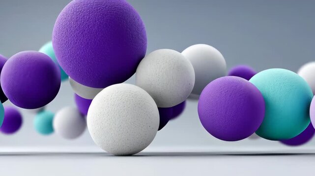 Colorful spheres in dynamic arrangement, showcasing vibrant textures and shades, with a smooth camera dolly movement capturing the fluidity and depth of the scene, emphasizing visual harmony and motio