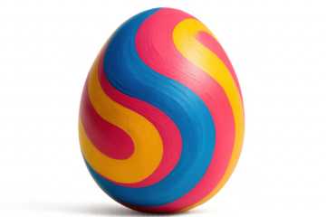 Easter egg with colorful swirl pattern, transparent background