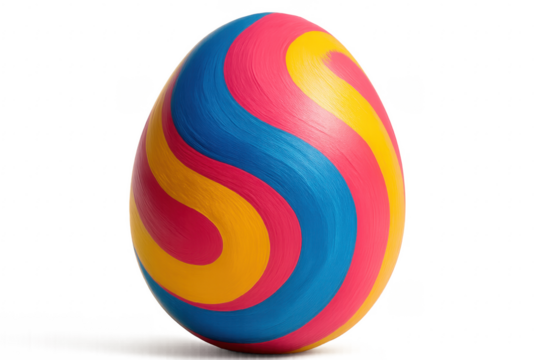 Easter egg with colorful swirl pattern, transparent background