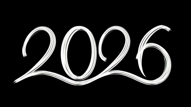 Dynamic sequence showcasing the artistic creation of the number 2026 with flowing light trails against a black background, emphasizing motion and creativity in visual storytelling