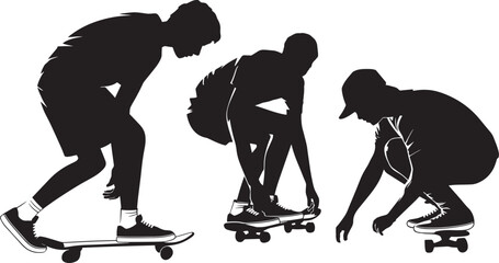 Skateboarder Silhouettes Group Trick Urban Sport Style Vector Skateboard © MDSHOFIQUL