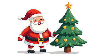 ilustration santa claus with christmas tree
