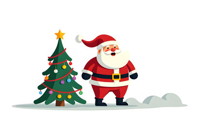 ilustration santa claus with christmas tree