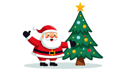 ilustration santa claus with christmas tree