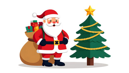 Ilustration for Christmas and New Year. Santa Claus. Bag with gifts.
