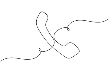 Communication call icon continuous one line drawing on white background minimal mobile and telephone outline vector illustration