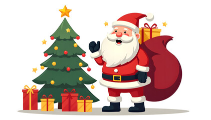 Ilustration for Christmas and New Year. Santa Claus. Bag with gifts.