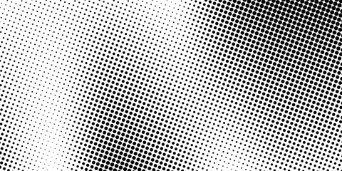 fun beautiful black and white shadow halftones retro pop art funky urban colorful comic book. Dotted halftone gradient texture. Vanishing polka dot background.
