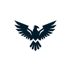 Obraz premium Powerful Eagle or Phoenix Bird Silhouette with Outstretched Wings. Majestic Flying Creature Symbolizing Freedom, Strength, and Power.