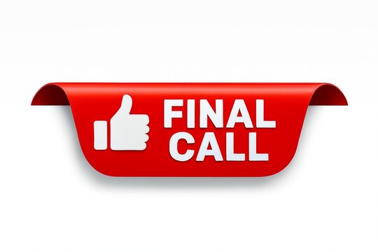 Red banner with white text saying final call and a thumbs up icon indicating approval or a last chance opportunity