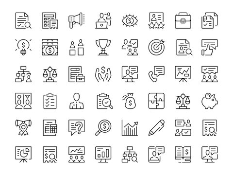Business consulting icon set. Vector line icons collection. Outline symbols. Modern design