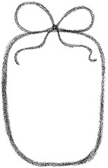 Chalk or crayon frame with bow and ribbon. Hand draw vector illustration for design template birthday, Christmas, wedding card, invitation, menu, poster, sale tag.