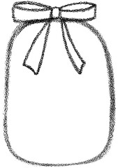 Chalk or crayon frame with bow and ribbon. Hand draw vector illustration for design template birthday, Christmas, wedding card, invitation, menu, poster, sale tag.