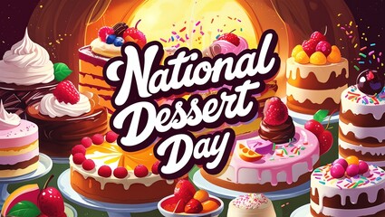 Celebrating National Dessert Day With a Colorful Display of Sweet Treats and Cakes