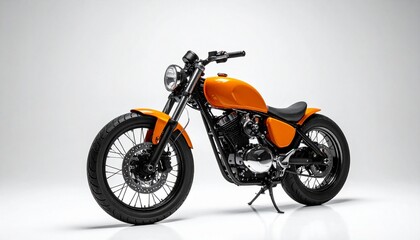 Fototapeta premium Striking Orange Custom Bobber Motorcycle in Studio Setting