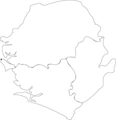 Outline map of sierra leone with capital city marked vector illustration