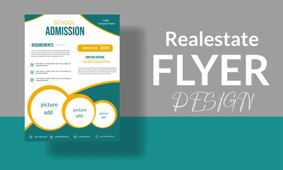 Real estate modern creative colorful business flyer template design.