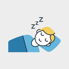Person sleeping in bed with zzz symbols above head.