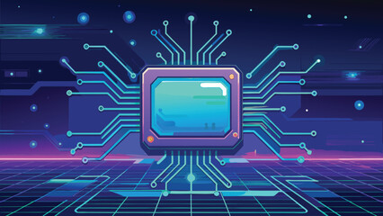 Futuristic Blue Circuit Network | Glowing Tech Interface and Digital Innovation Concept