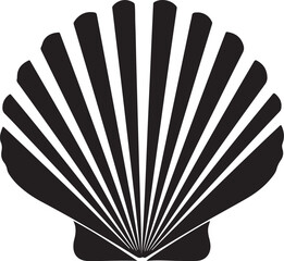 Black Silhouette of a Scallop Shell on a White Background seashell marine also transparent background