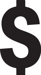 Black Silhouette of a Dollar Sign Symbol on a White Background money currency also transparent background
