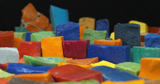 Smalt from old Kyiv Soviet mosaics. Smalt - colored, opaque, dull glass in form of small cubes or plates, used to make mosaics in decorative and applied art. Smalt from mosaics falls off over time